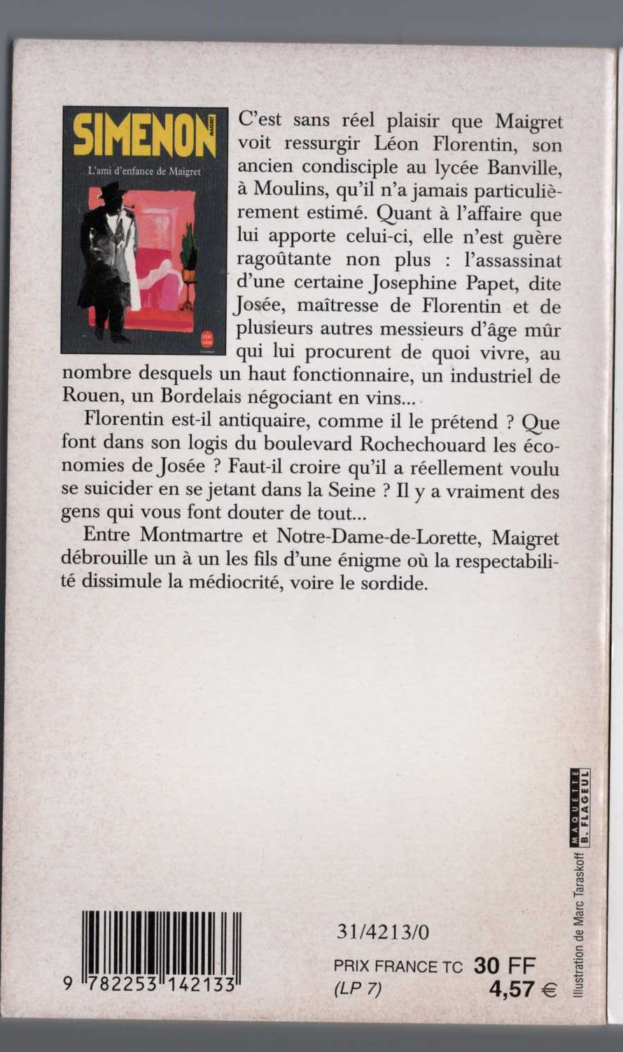 Georges Simenon  L'AMI D'ENFANCE DE MAIGRET magnified rear book cover image