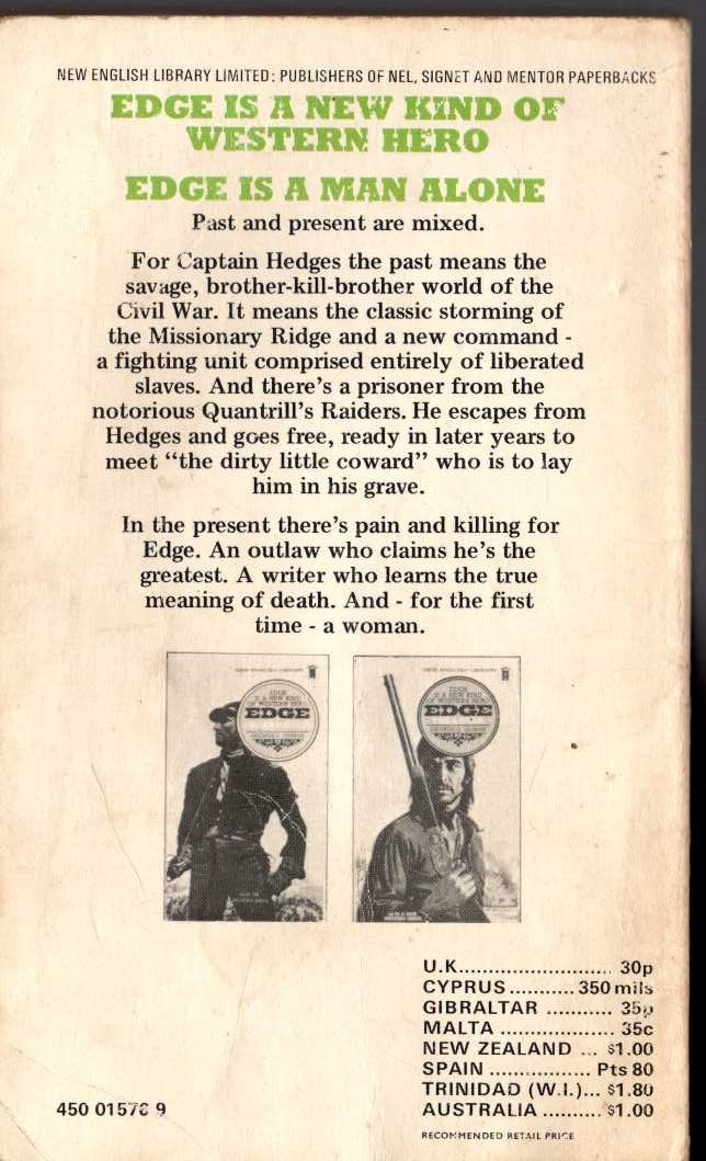 George G. Gilman  EDGE 10: VENGEANCE IS BLACK magnified rear book cover image