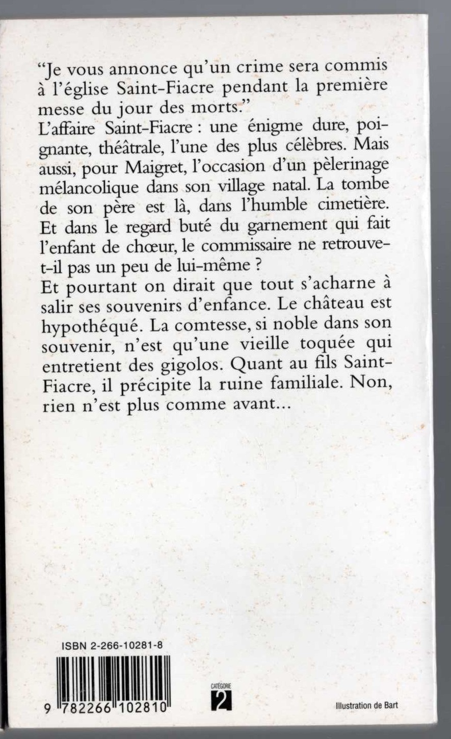 Georges Simenon  L'AFFAIRE SAINT-FIACRE magnified rear book cover image