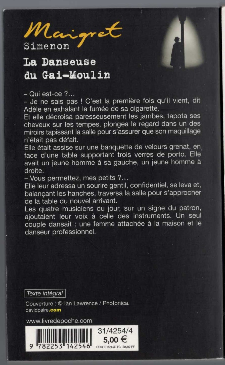 Georges Simenon  LA DANSEUSE DU GAI-MOULIN magnified rear book cover image