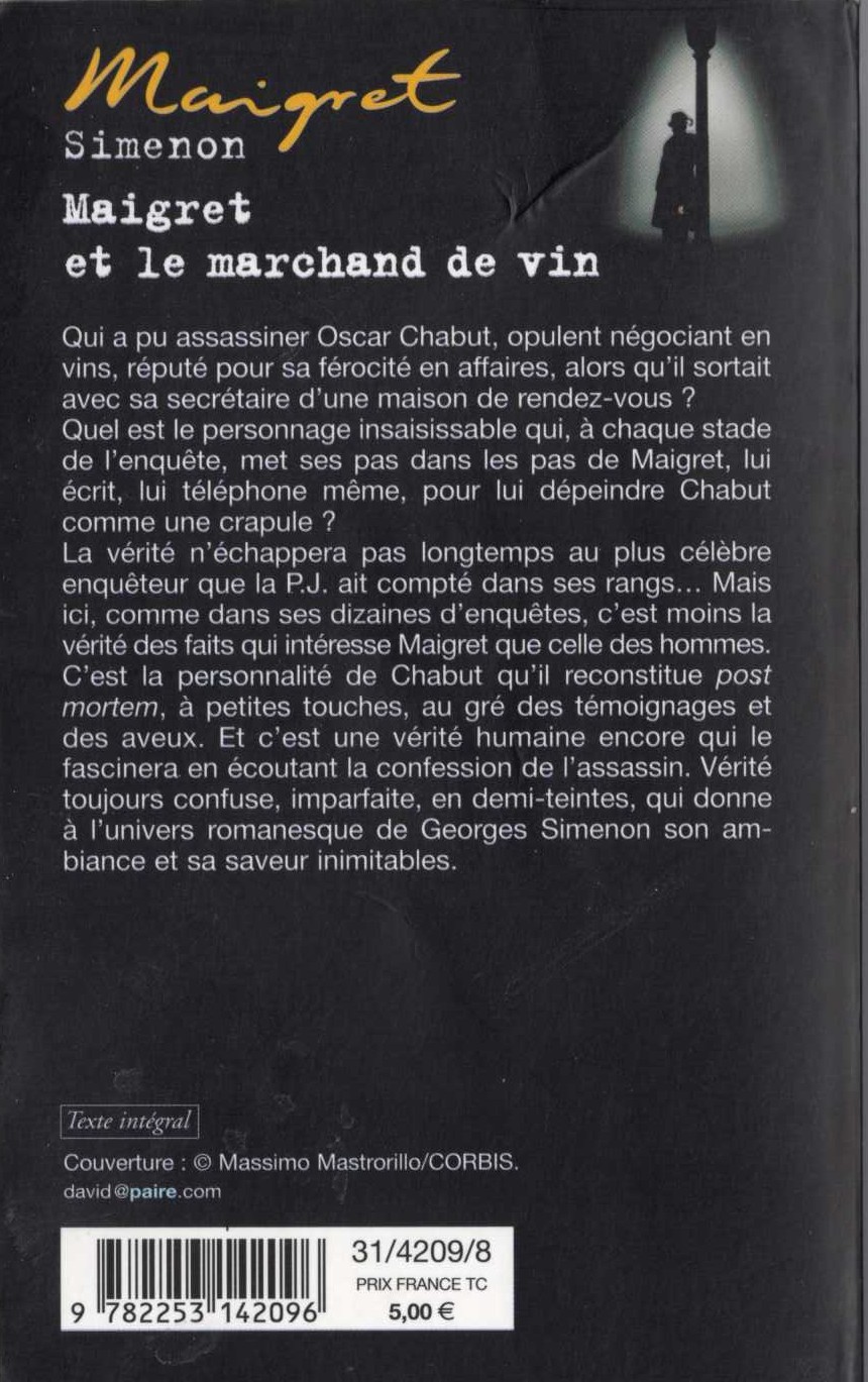 Georges Simenon  MAIGRET ET LE MARCHAND DE VIN magnified rear book cover image