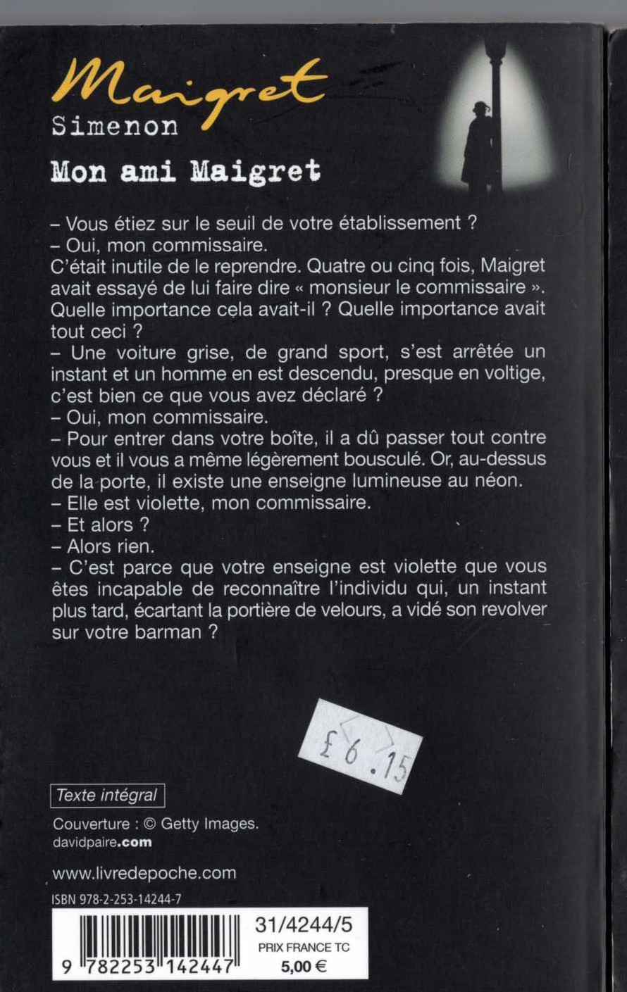 Georges Simenon  MON AMI MAIGRET magnified rear book cover image