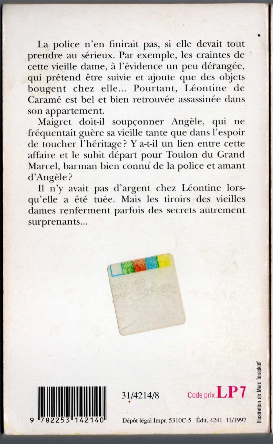 Georges Simenon  LA FOLLE DE MAIGRET magnified rear book cover image