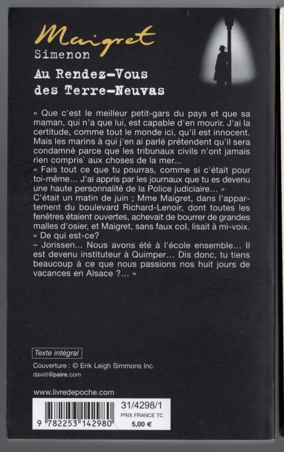 Georges Simenon  AU RENDEZ-VOUS DES TERRE-NEUVAS magnified rear book cover image