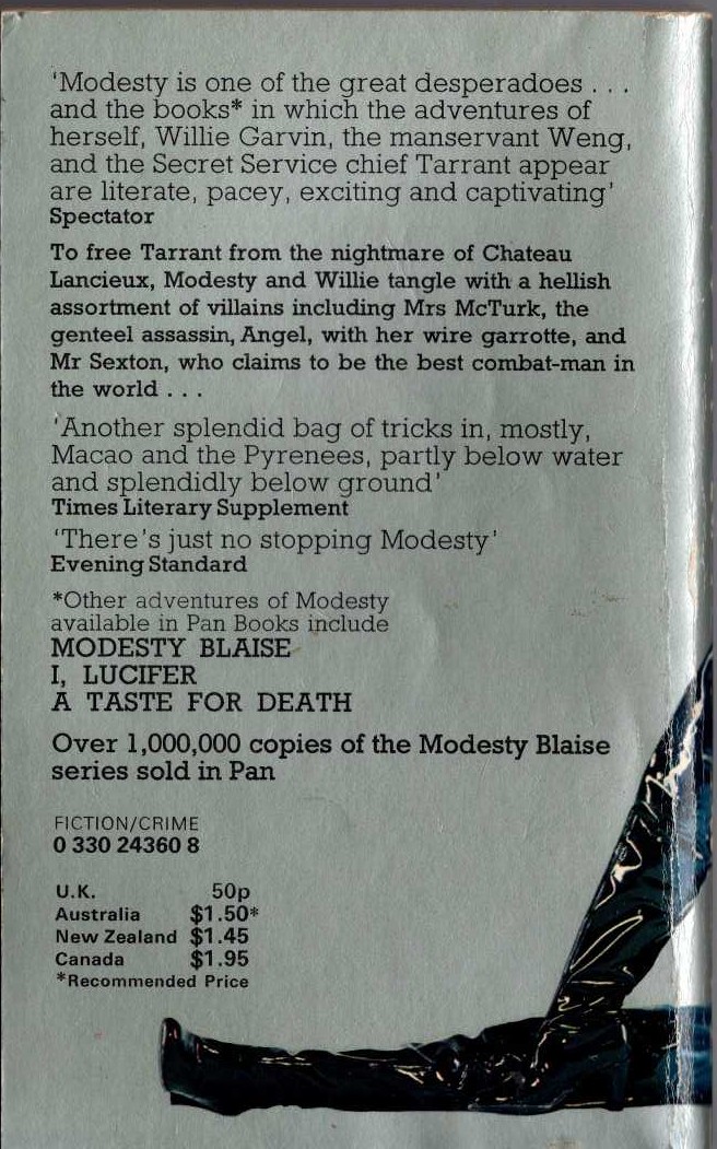 Peter O'Donnell  THE SILVER MISTRESS magnified rear book cover image
