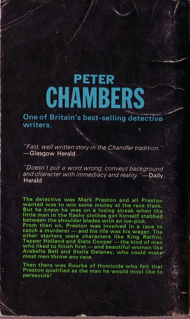 Peter Chambers  DON'T BOTHER TO KNOCK magnified rear book cover image
