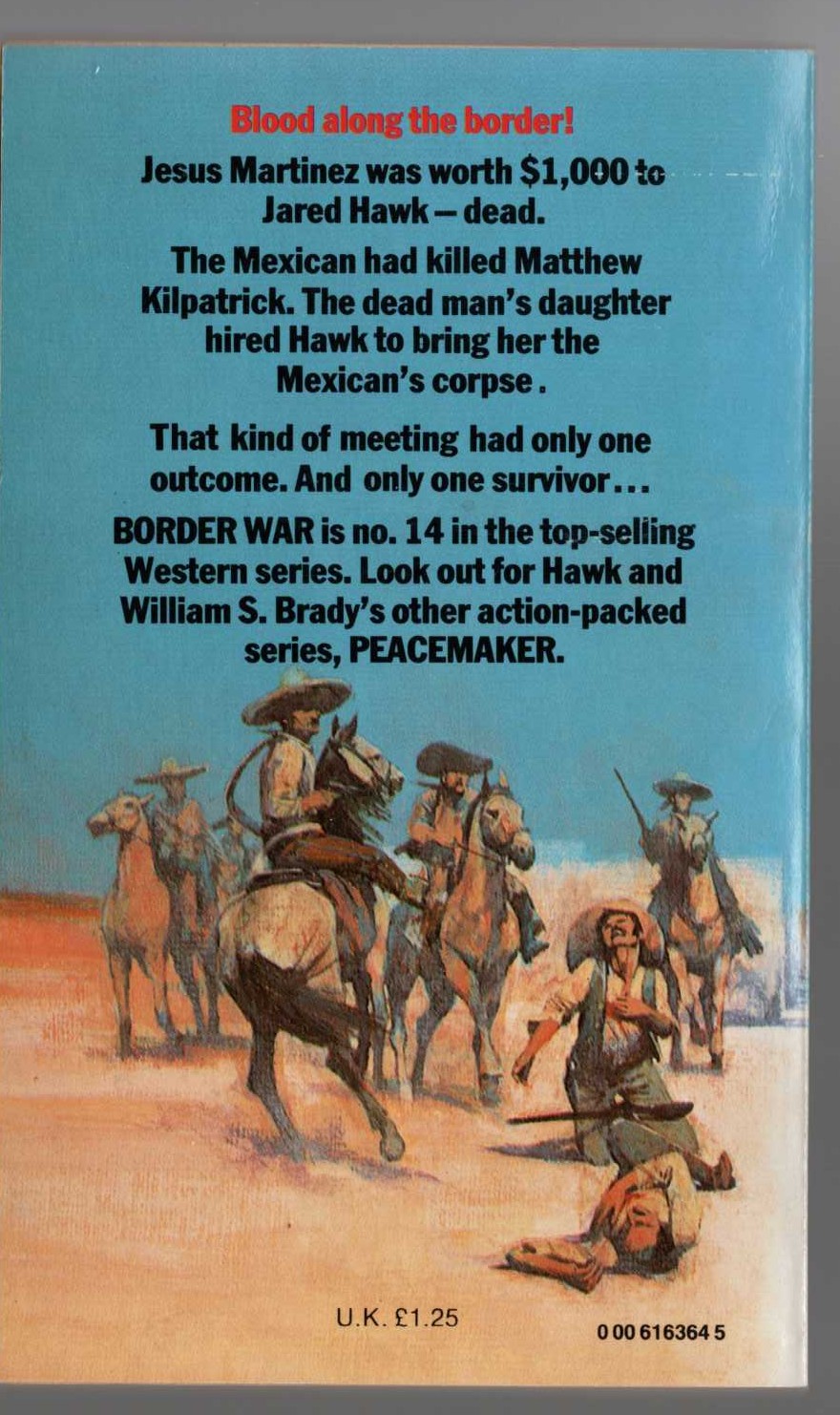 William S. Brady  HAWK 14: BORDER WAR magnified rear book cover image