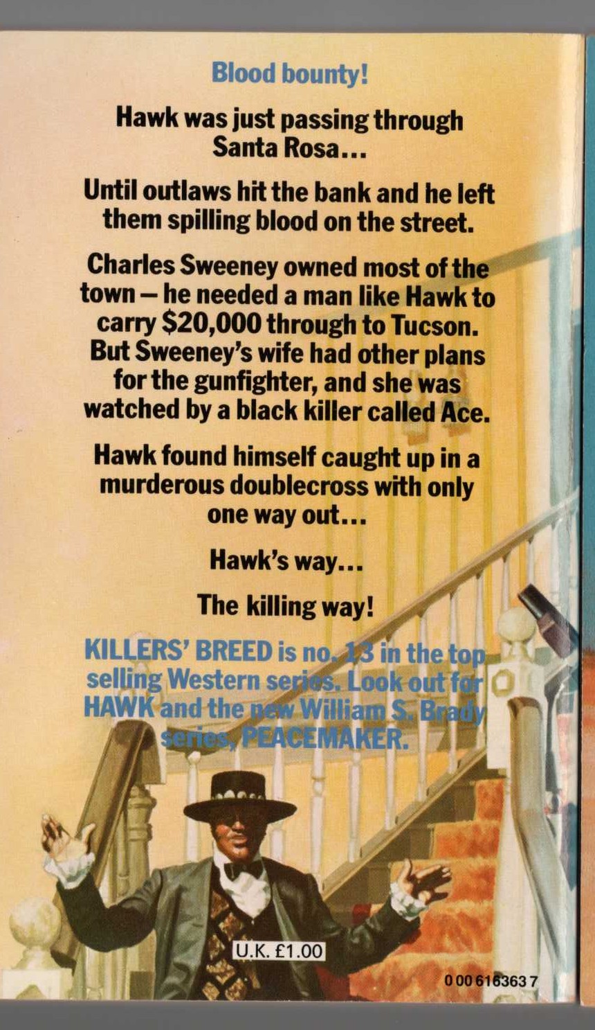 William S. Brady  HAWK 13: KILLER'S BREED magnified rear book cover image
