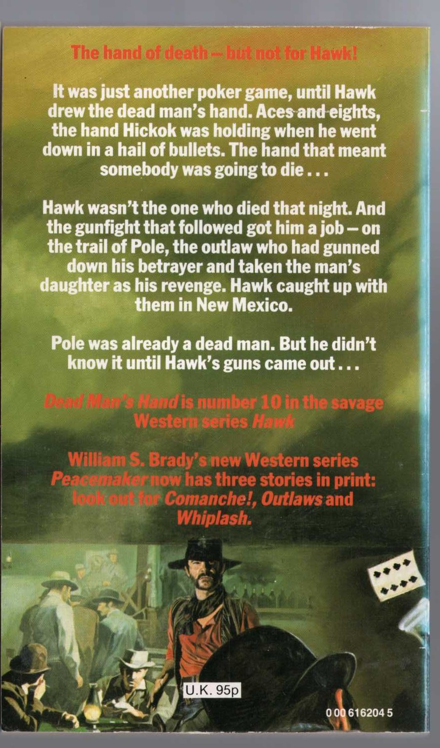 William S. Brady  HAWK 10: DEAD MAN'S HAND magnified rear book cover image