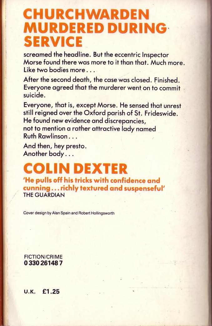 Colin Dexter  SERVICE OF ALL THE DEAD magnified rear book cover image