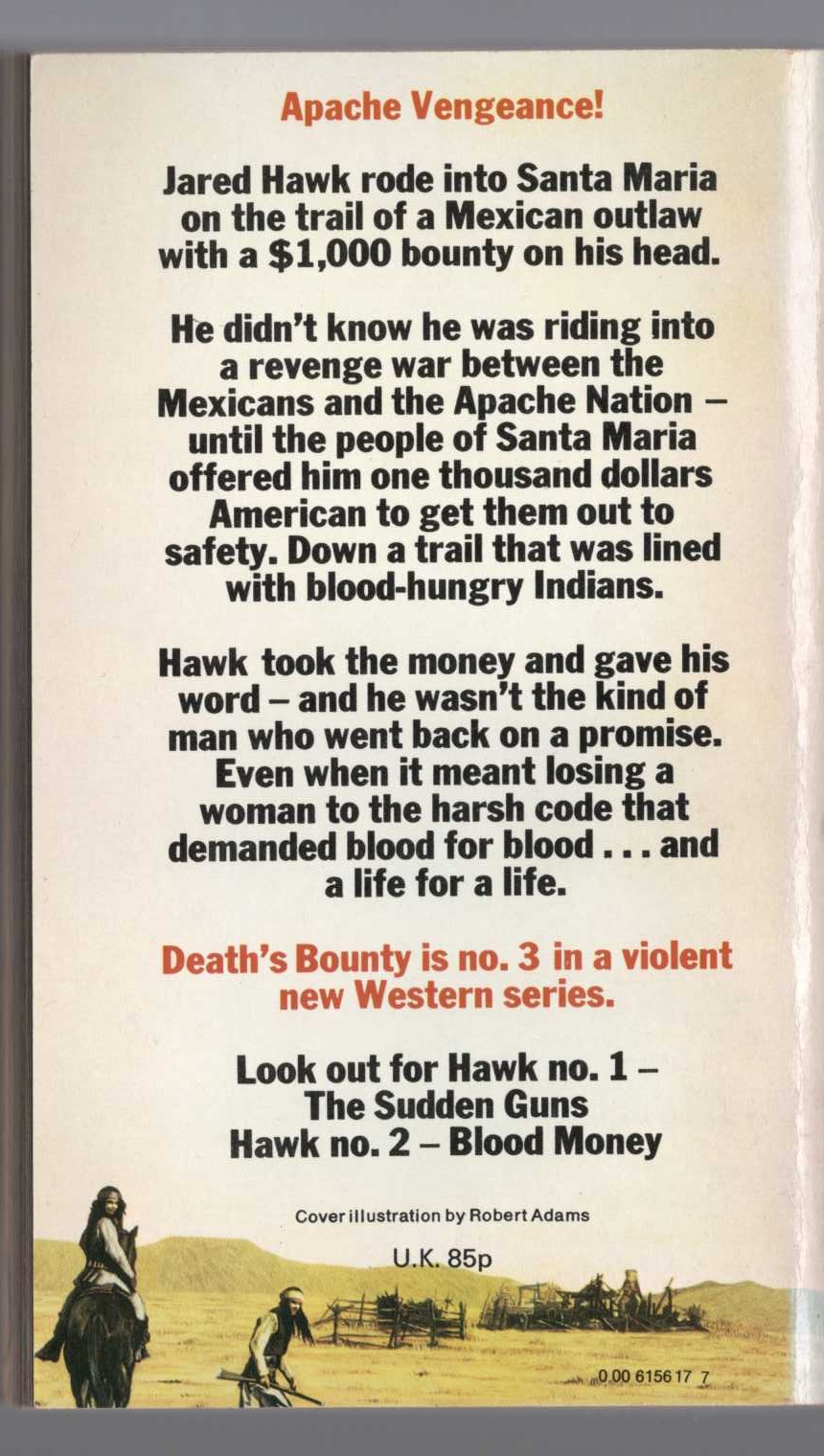 William S. Brady  HAWK 3: DEATH'S BOUNTY magnified rear book cover image