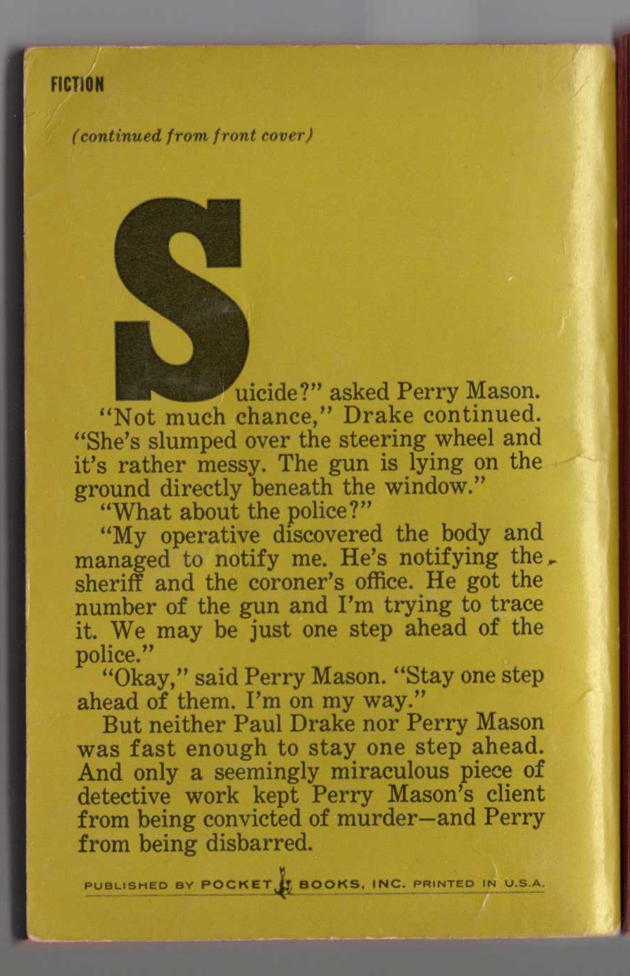 Erle Stanley Gardner  THE CASE OF THE DUBIOUS BRIDEGROOM magnified rear book cover image