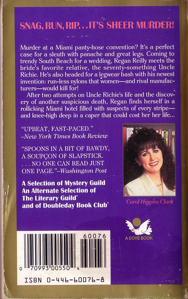 Carol Higgins Clark  SNAGGED magnified rear book cover image