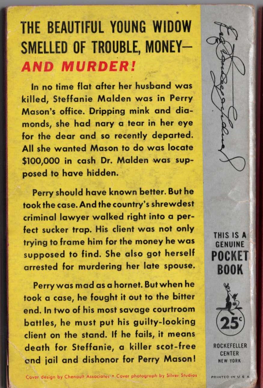 Erle Stanley Gardner  THE CASE OF THE FUGITIVE NURSE magnified rear book cover image