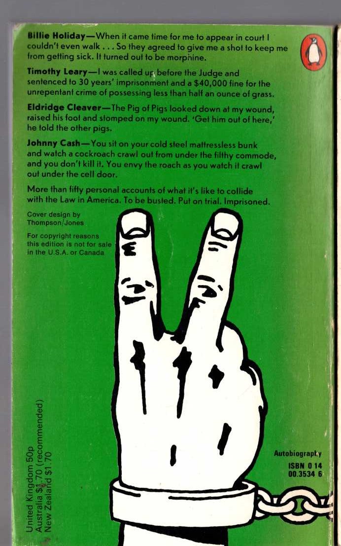 Ross Firestone (edits) GETTING BUSTED. Personal experience of arrest, trial and prison) magnified rear book cover image