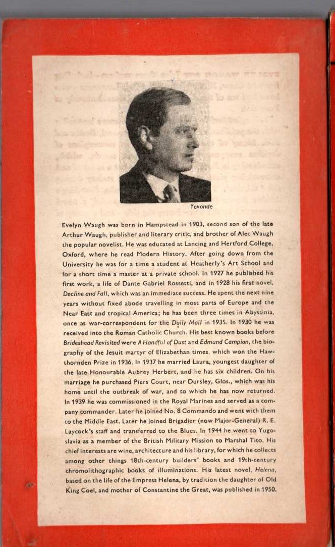 Evelyn Waugh  WORK SUSPENDED and SCOTT-KING'S MODERN EUROPE magnified rear book cover image