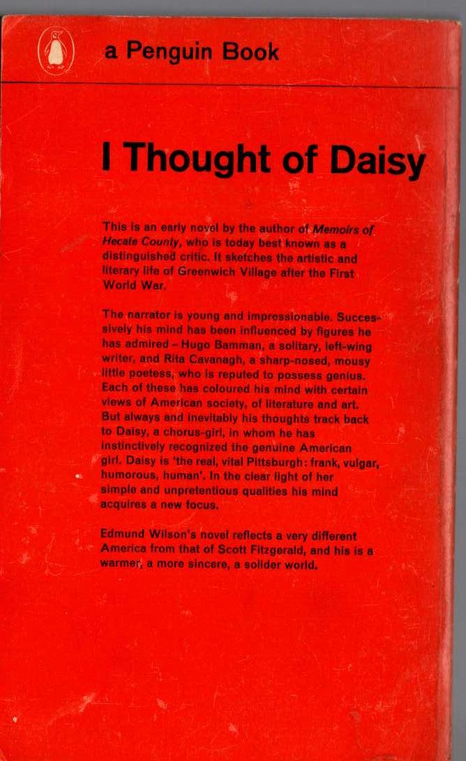 Edmund Wilson  I-THOUGHT OF DAISY magnified rear book cover image