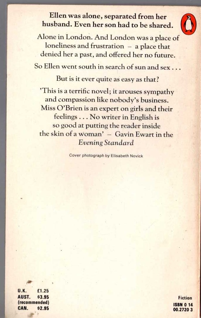 Edna O'Brien  AUGUST IS A WICKED MONTH magnified rear book cover image