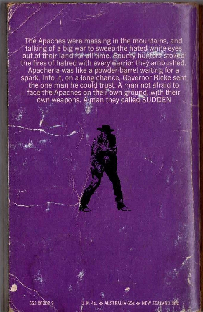 Frederick H. Christian  SUDDEN - APACHE FIGHTER magnified rear book cover image