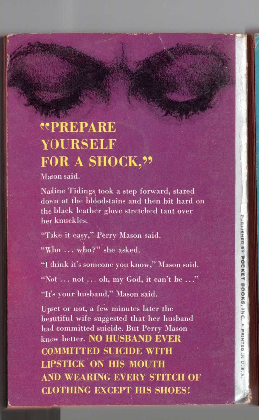 Erle Stanley Gardner  THE CASE OF THE BAITED HOOK magnified rear book cover image
