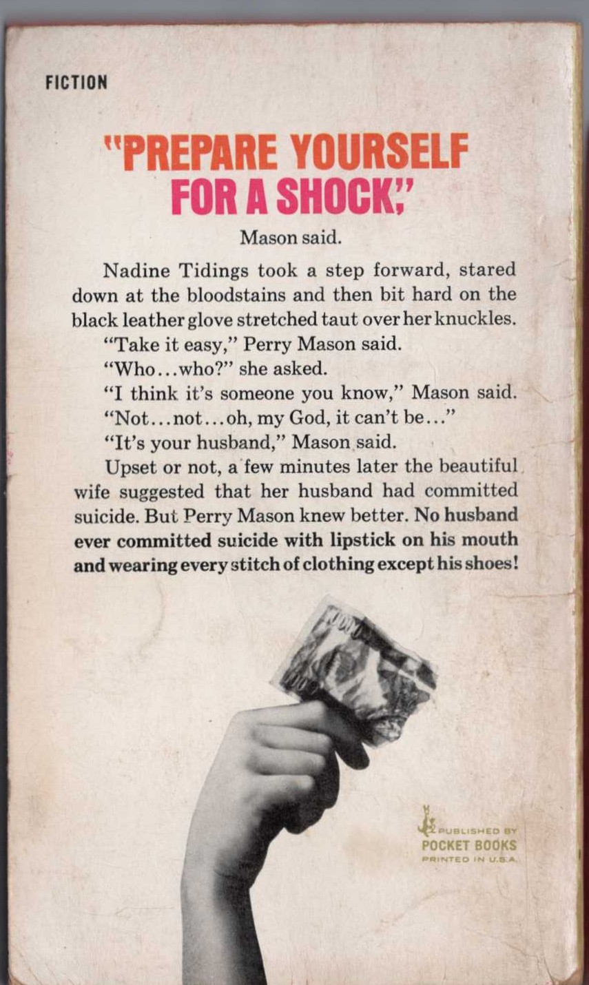 Erle Stanley Gardner  THE CASE OF THE BAITED HOOK magnified rear book cover image