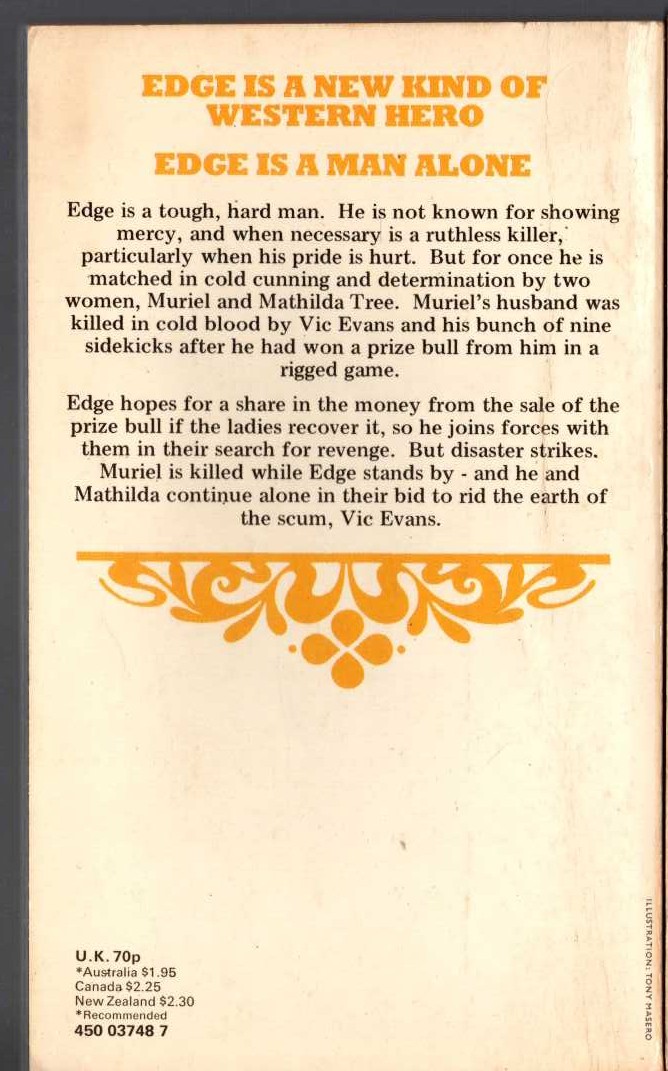 George G. Gilman  EDGE 18: TEN TOMBSTONES TO TEXAS magnified rear book cover image