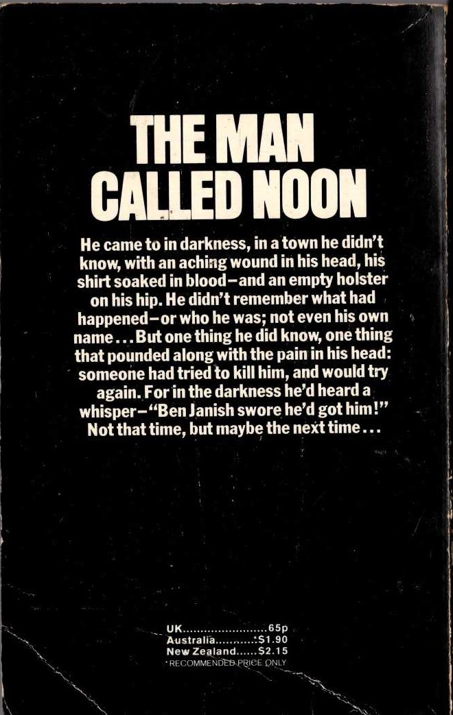 Louis L'Amour  THE MAN CALLED NOON magnified rear book cover image
