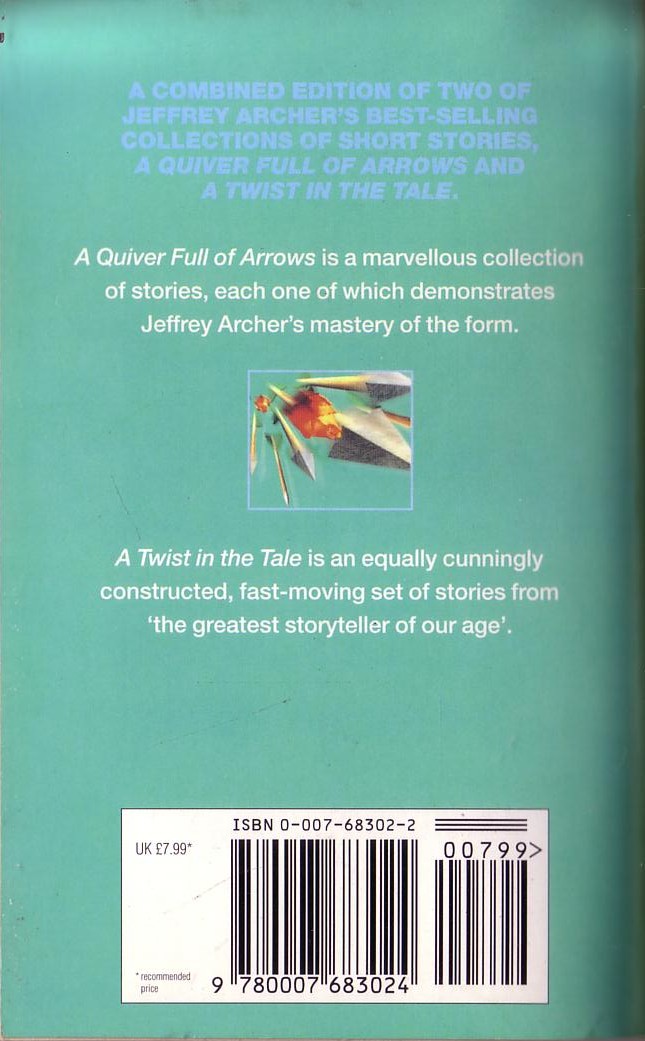 Jeffrey Archer  A QUIVER FULL OF ARROWS/ A TWIST IN THE TAIL magnified rear book cover image