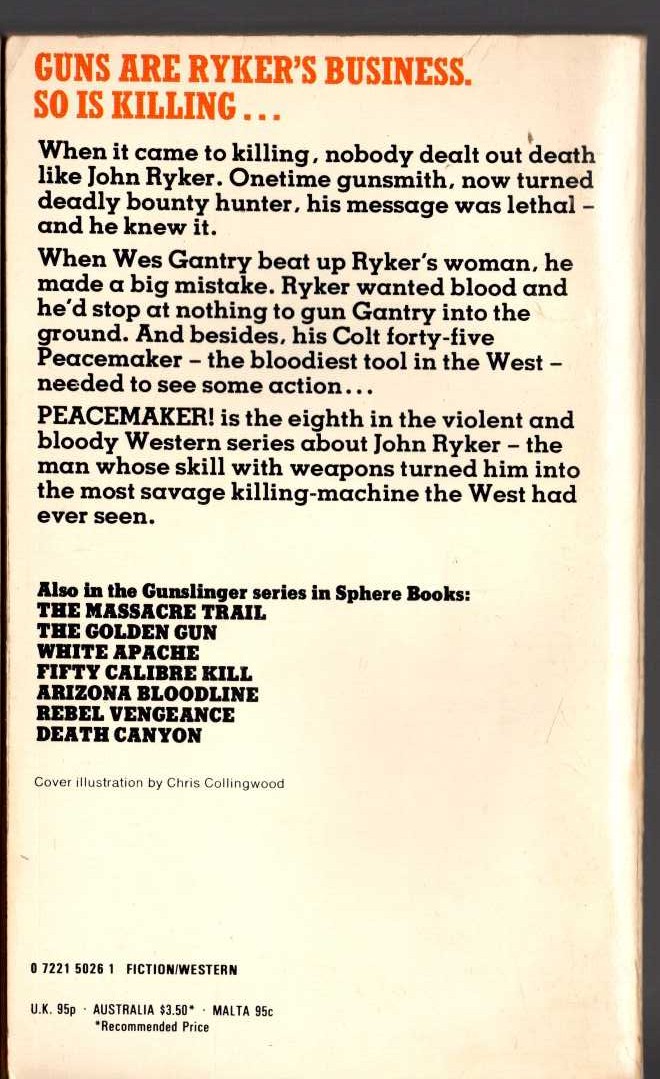 Charles C. Garrett  GUNSLINGER: PEACEMAKER! magnified rear book cover image