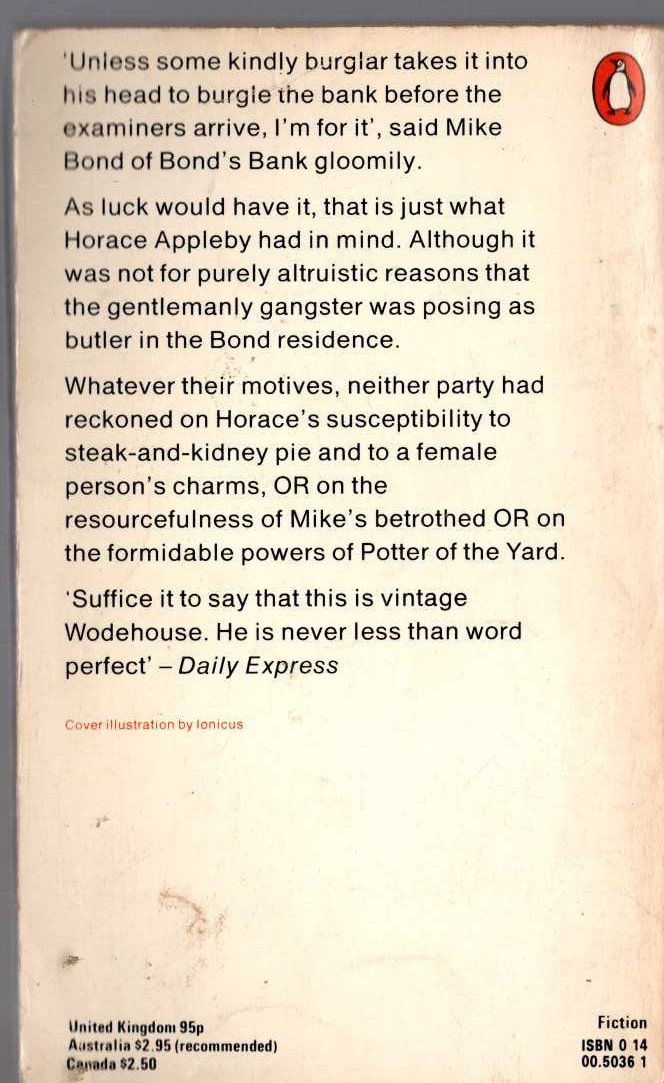 P.G. Wodehouse  DO BUTLERS BURGLE BANKS? magnified rear book cover image