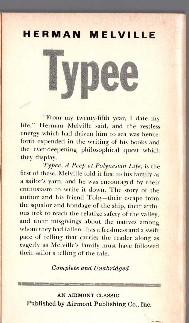 Herman Melville  TYPEE magnified rear book cover image