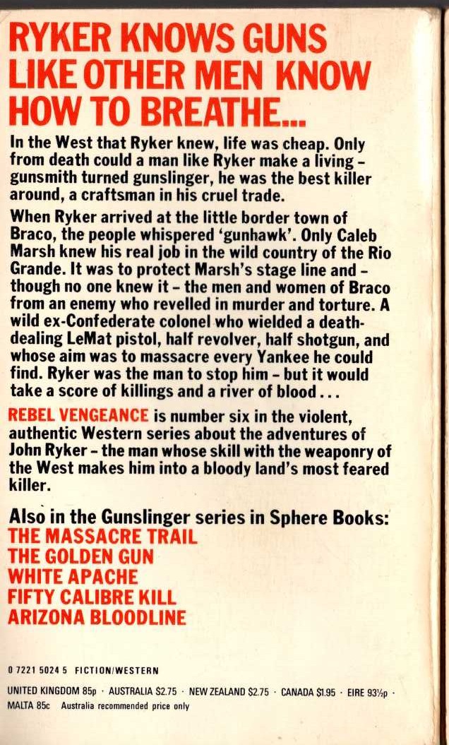 Charles C. Garrett  GUNSLINGER: REBEL VENGEANCE magnified rear book cover image