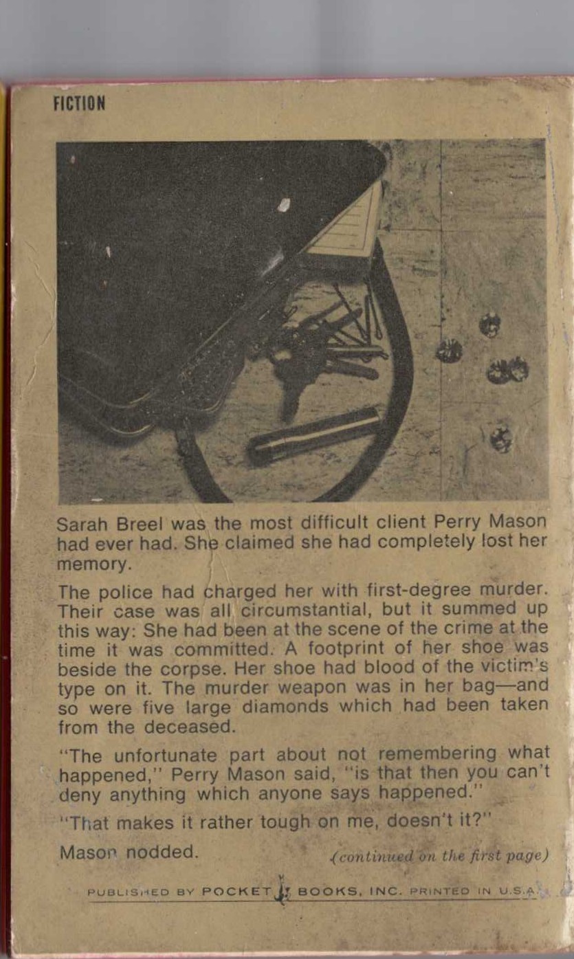 Erle Stanley Gardner  THE CASE OF THE SHOPLIFTER'S SHOE magnified rear book cover image