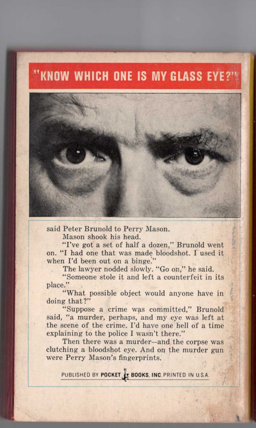 Erle Stanley Gardner  THE CASE OF THE COUNTERFEIT EYE magnified rear book cover image