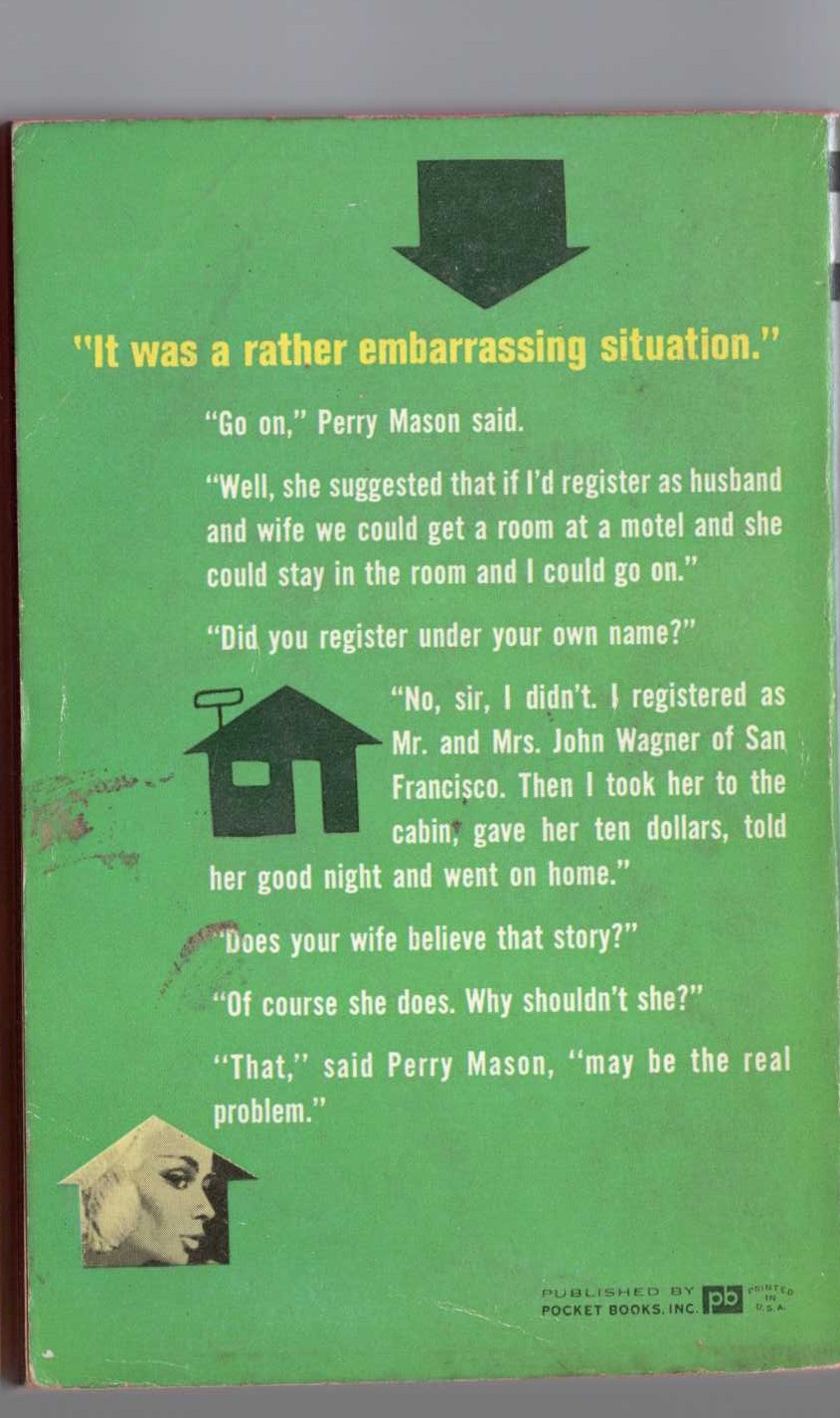 Erle Stanley Gardner  THE CASE OF THE SCREAMING WOMAN magnified rear book cover image