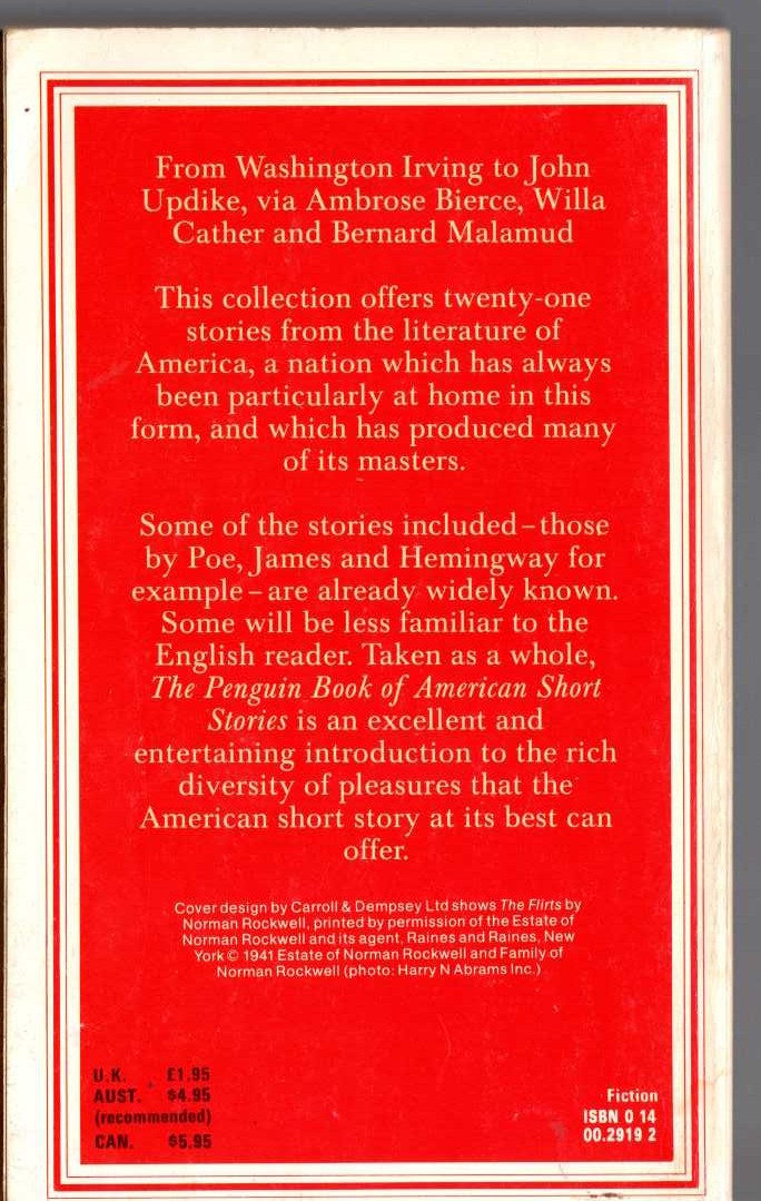 James Cochrane (edits) THE PENGUIN BOOK OF AMERICAN SHORT STORIES magnified rear book cover image
