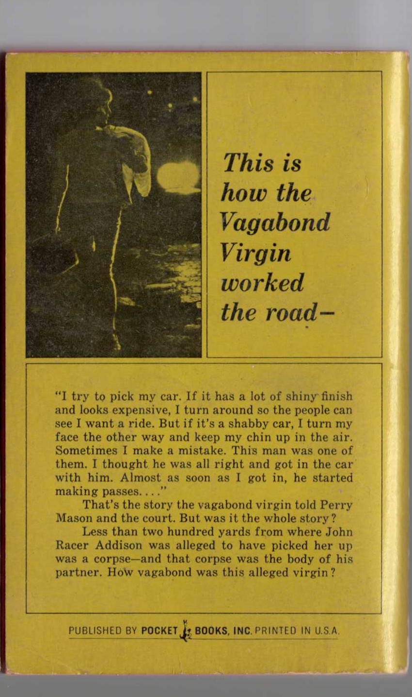 Erle Stanley Gardner  THE CASE OF THE VAGABOND VIRGIN magnified rear book cover image