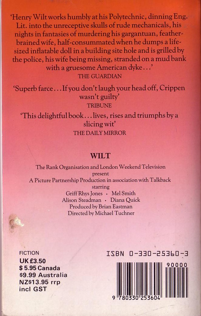 Tom Sharpe  WILT (Film tie-in) magnified rear book cover image