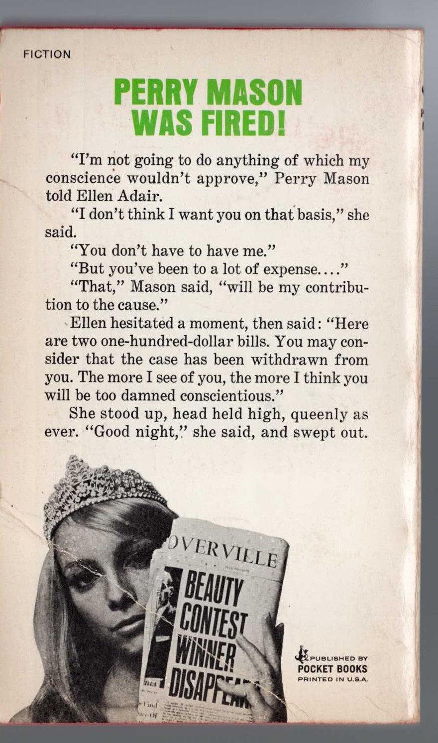 Erle Stanley Gardner  THE CASE OF THE QUEENLY CONTESTANT magnified rear book cover image