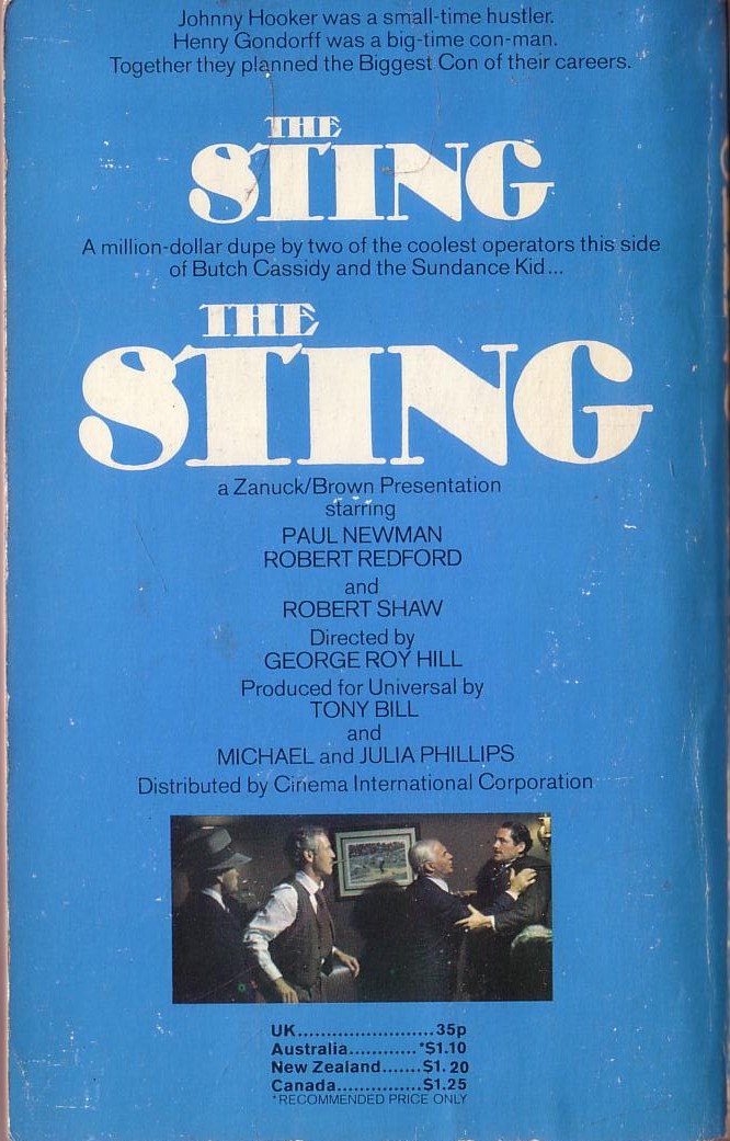 Robert Weverka  THE STING (Newman & Redford) magnified rear book cover image
