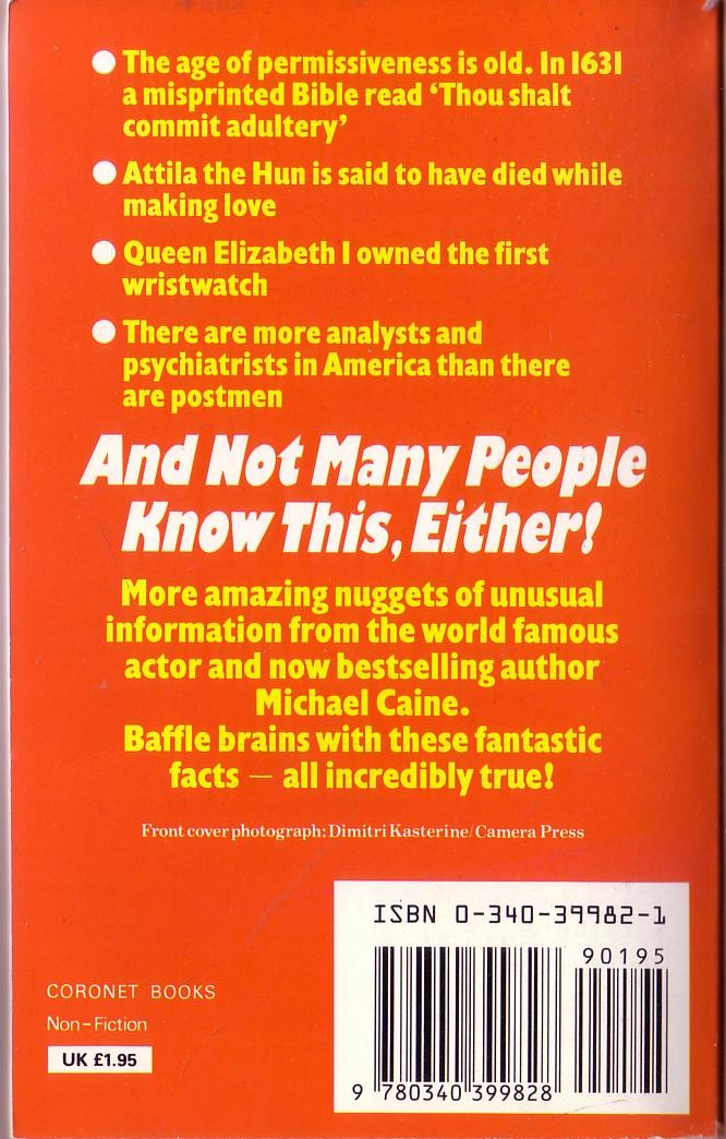 Michael Caine  AND NOT MANY PEOPLE KNOW THIS EITHER! magnified rear book cover image