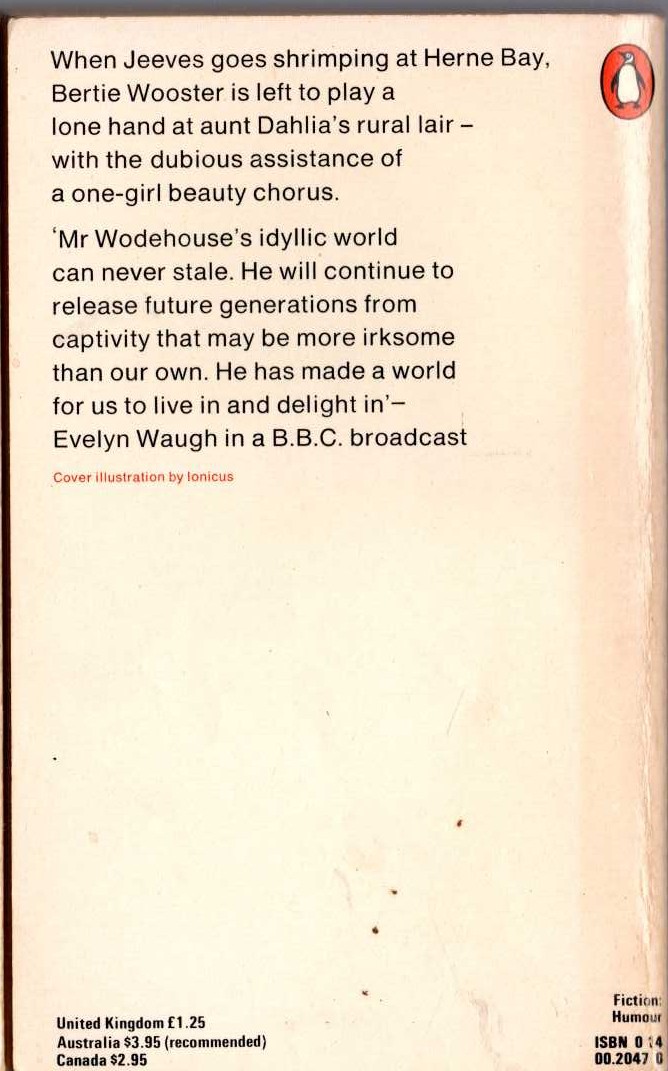 P.G. Wodehouse  JEEVES IN THE OFFING magnified rear book cover image