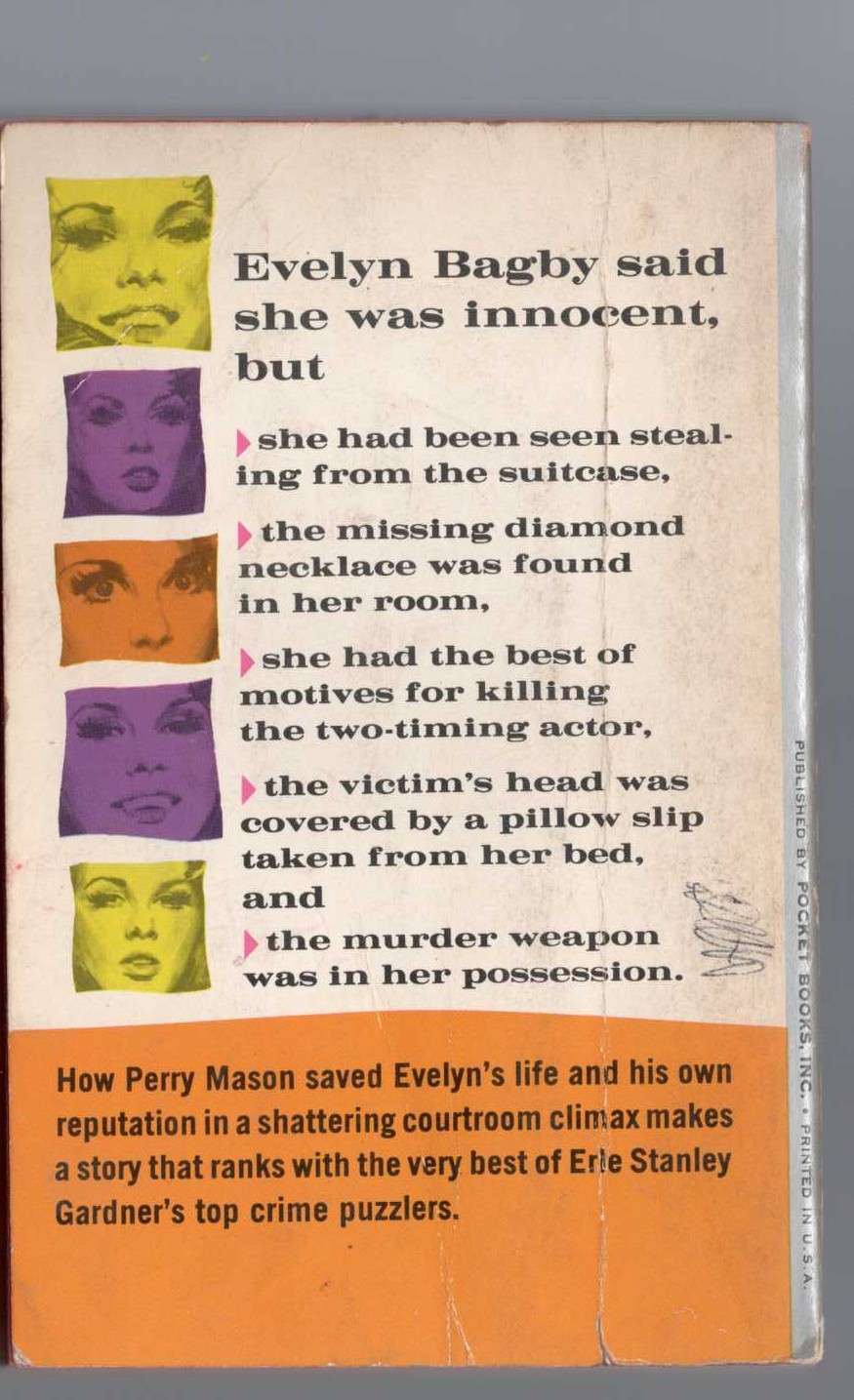 Erle Stanley Gardner  THE CASE OF THE RESTLESS REDHEAD magnified rear book cover image