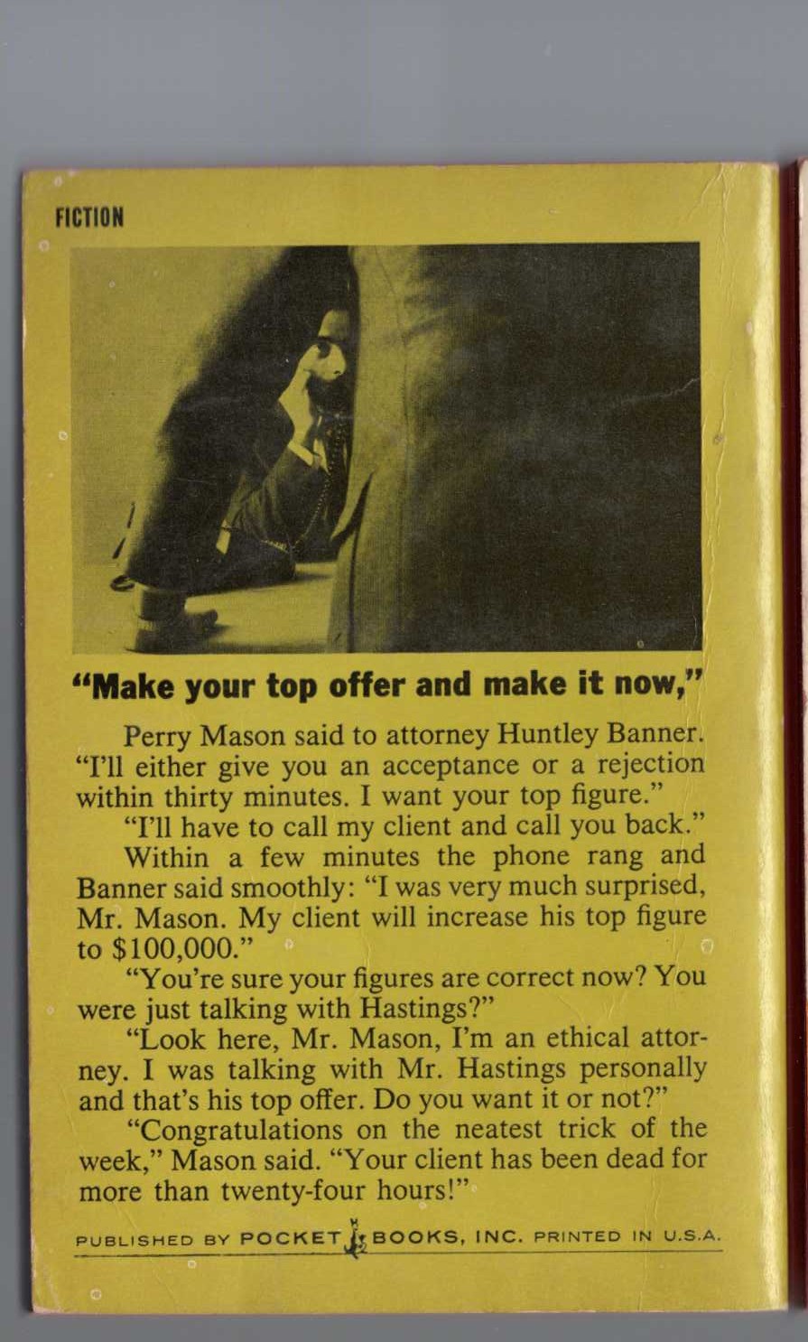 Erle Stanley Gardner  THE CASE OF THE DARING DIVORCEE magnified rear book cover image