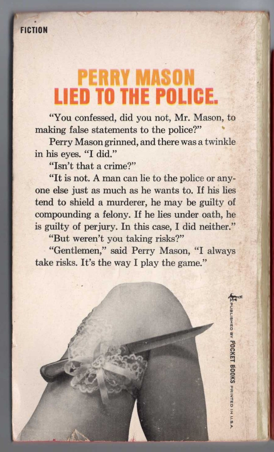 Erle Stanley Gardner  THE CASE OF THE LUCKY LEGS magnified rear book cover image