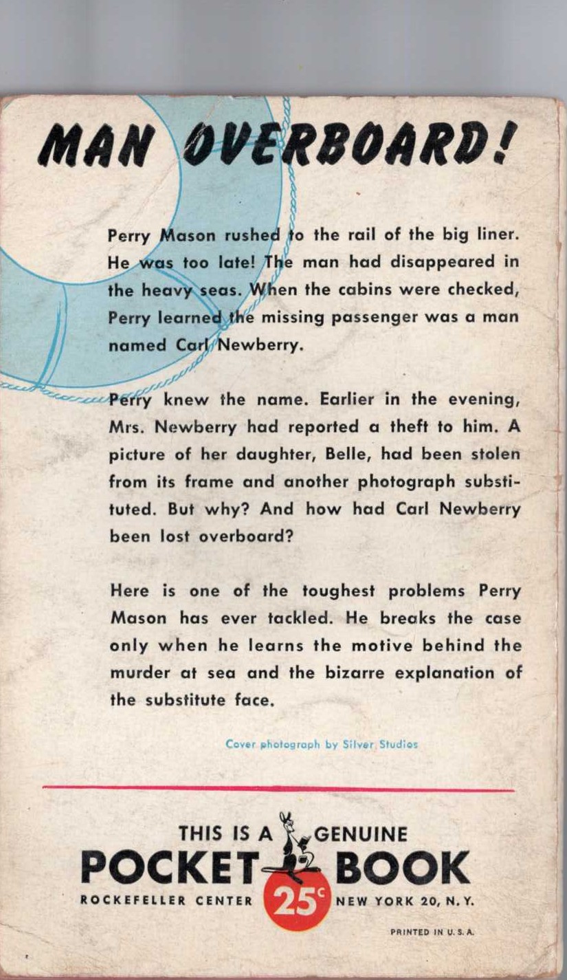 Erle Stanley Gardner  THE CASE OF THE SUBSTITUTE FACE magnified rear book cover image
