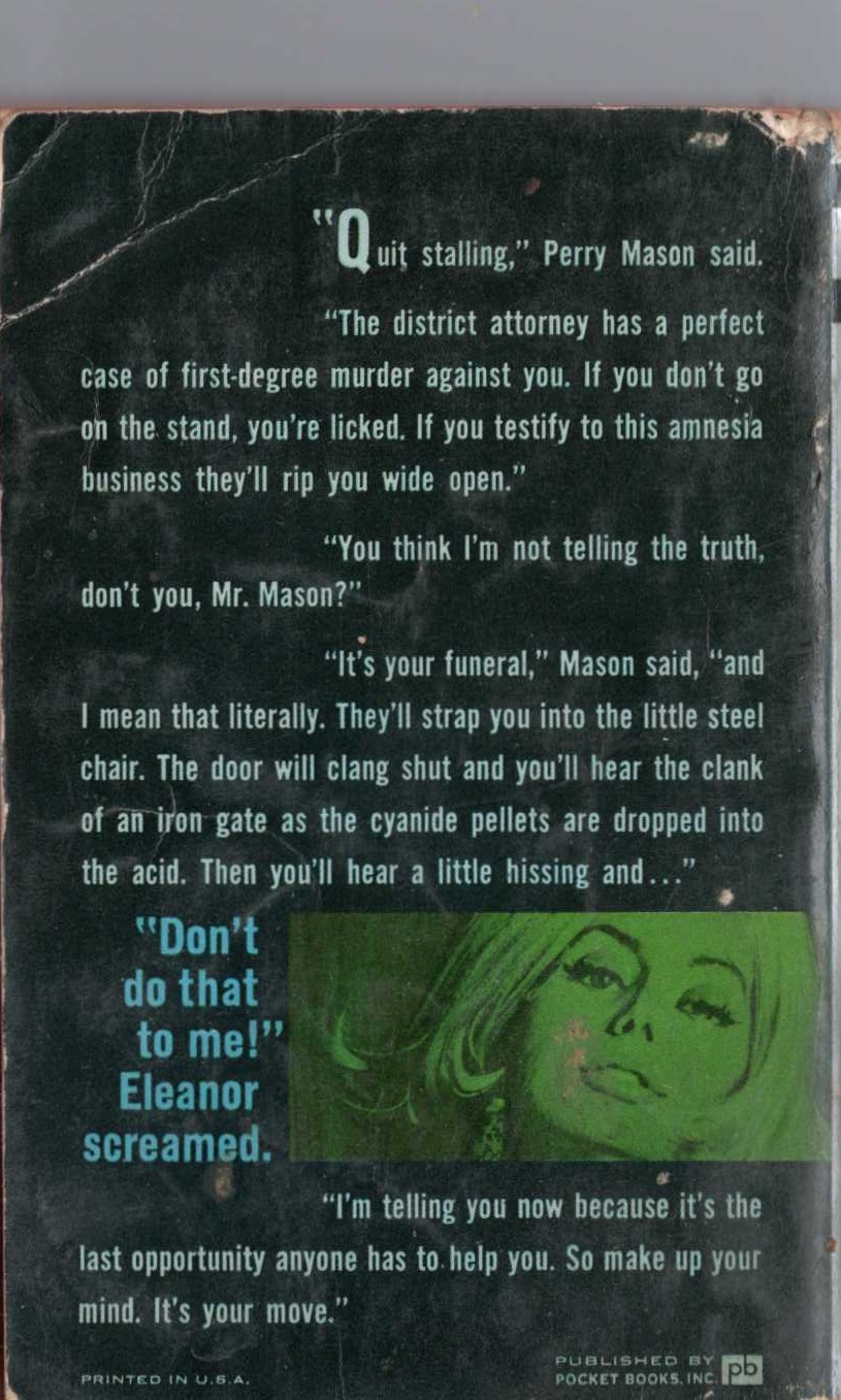 Erle Stanley Gardner  THE CASE OF THE GLAMOROUS GHOST magnified rear book cover image