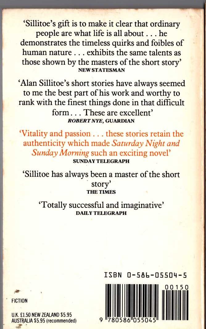 Alan Sillitoe  THE SECOND CHANCE magnified rear book cover image