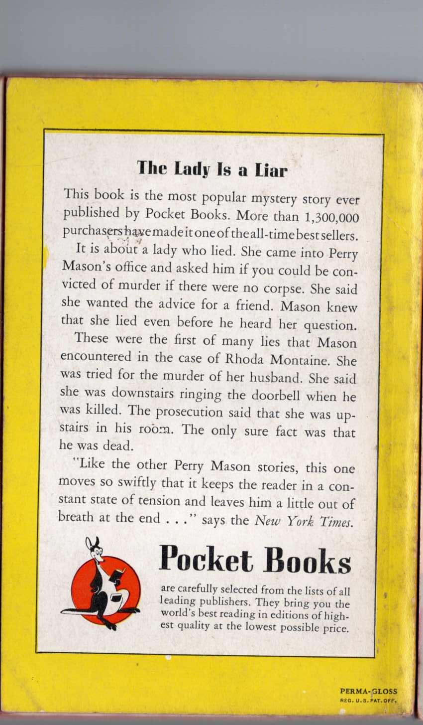 Erle Stanley Gardner  THE CASE OF THE CURIOUS BRIDE magnified rear book cover image