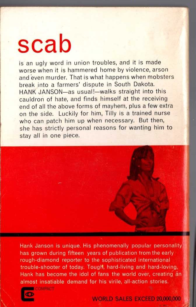 Hank Janson  FURTIVE FLAME magnified rear book cover image